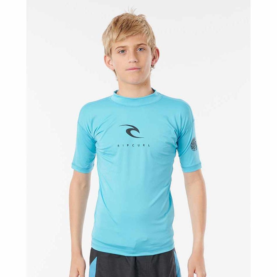 Wetsuits>Youth>Rashguards & Sun Shirts Rip Curl Wetsuits>Youth>Rashguards & Sun Shirts | Rip Curl Boy'S Corpo Short Sleeve Rash Guard Blue