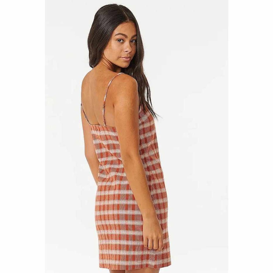 Clothing>Womens>Dresses Rip Curl Clothing>Womens>Dresses | Rip Curl Classic Surf Stripe Button Through Dress Auburn