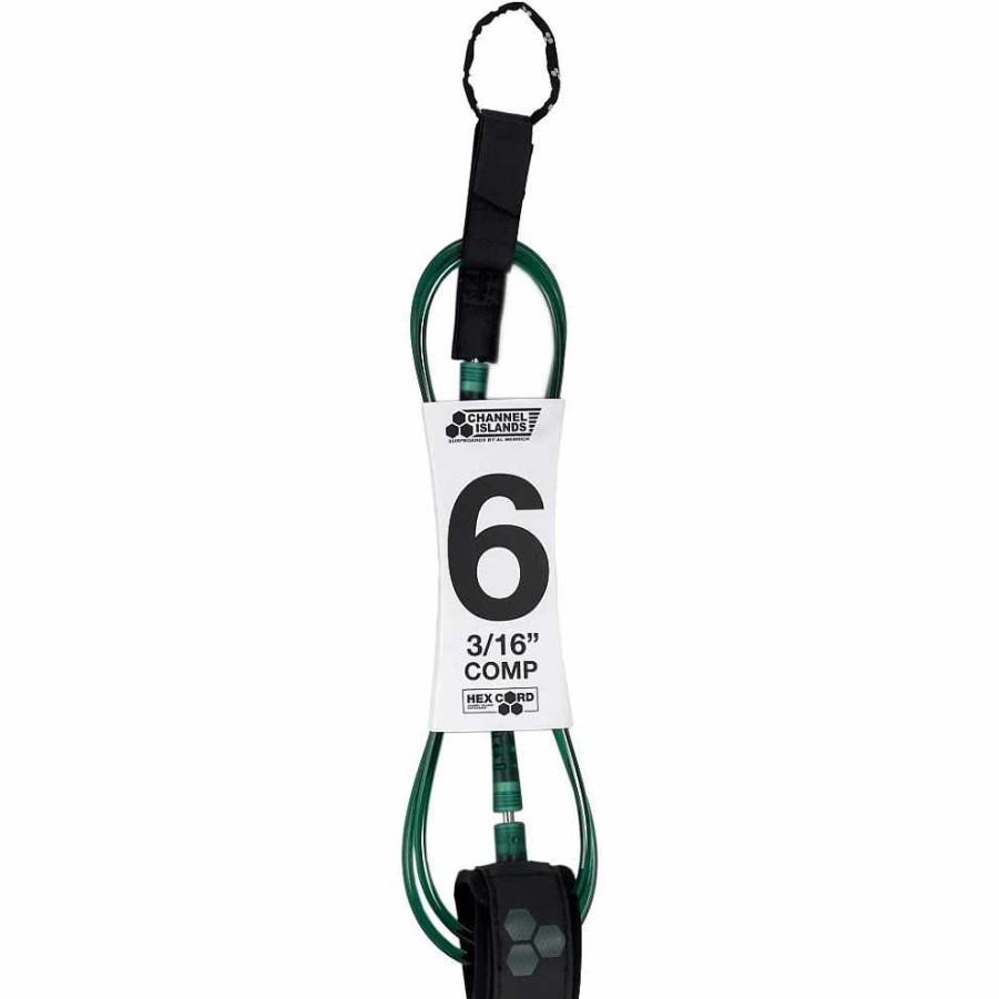 Surfboard Accessories>Leashes Channel Islands Surfboard Accessories>Leashes | Channel Islands 6'0 Hex Comp Surfboard Leash Green